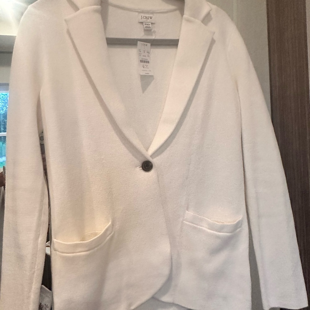 J. Crew Women's White school boy blazer. Cotton.